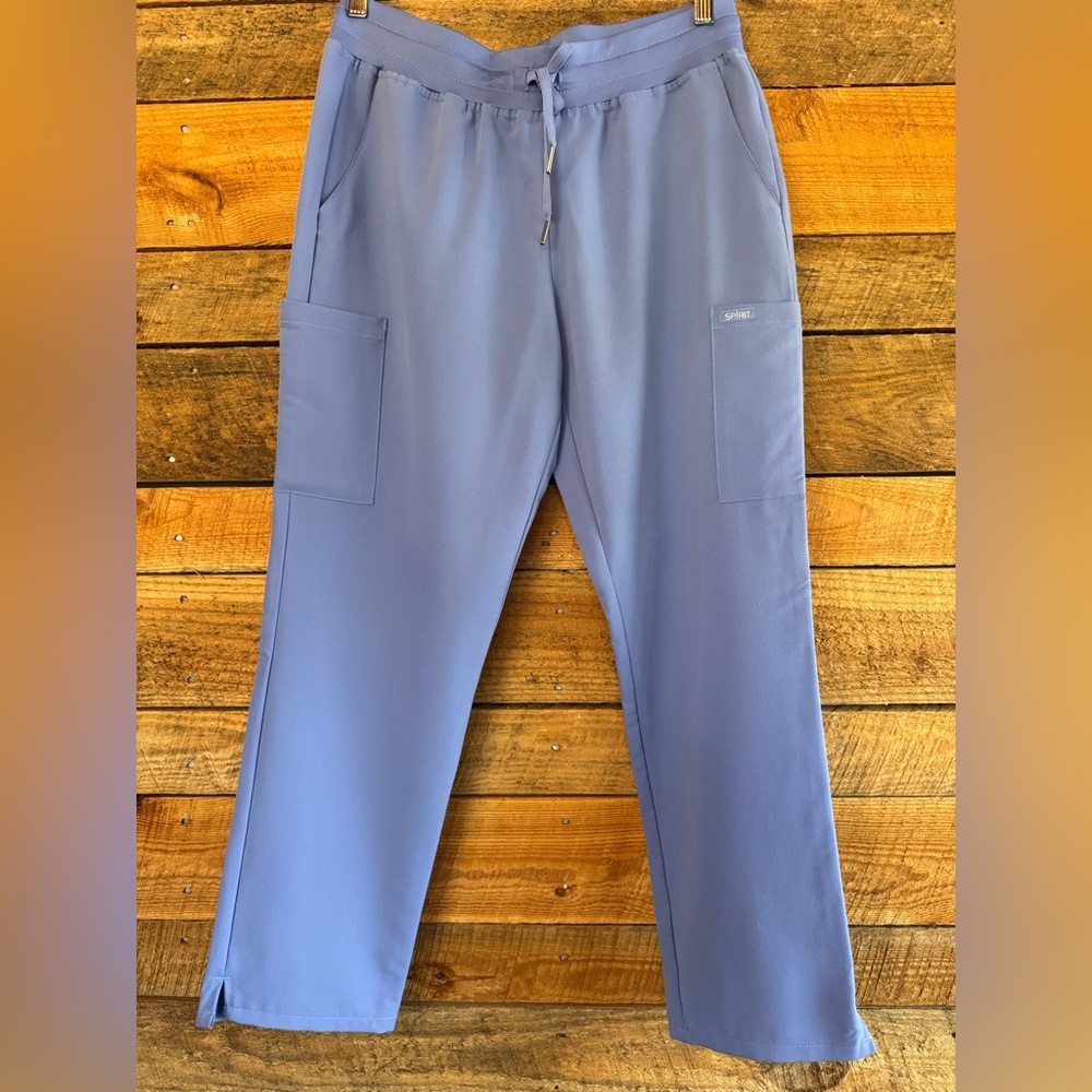 Super Soft Spirit Elastic Waist Straight Leg Blue Scrub Pants Size S/P in EUC